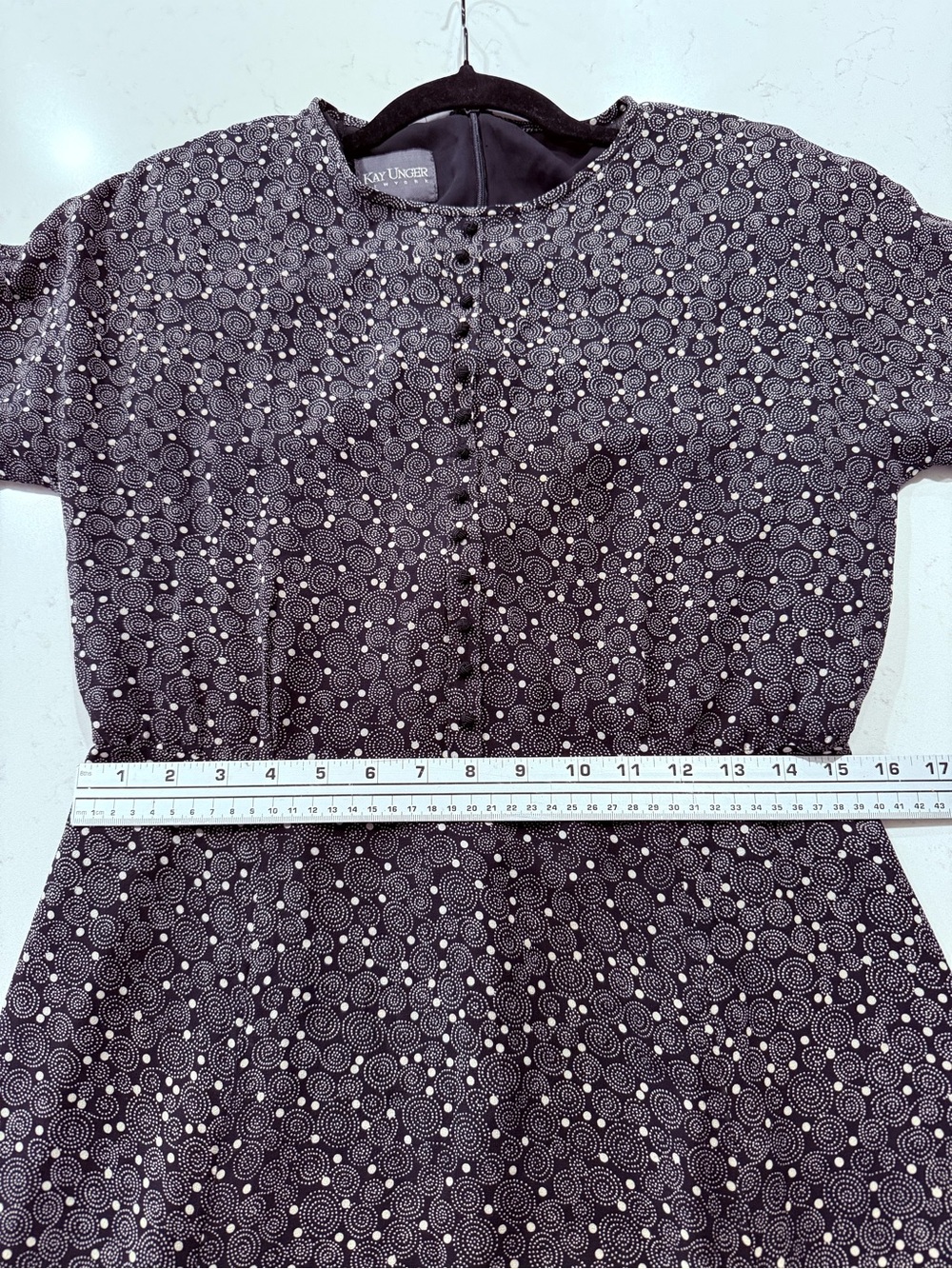 Kay Unger New York  Classic  Silk Short-Sleeve Midi Vintage Dress. size 10 - Picture 5 of 8